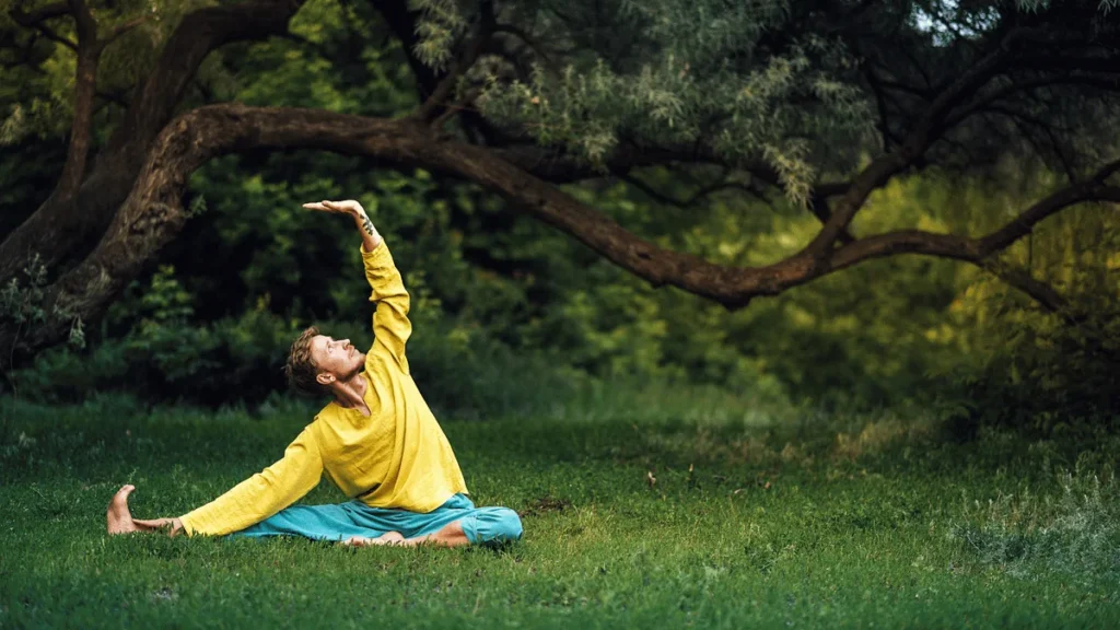 Yoga and meditation session at Ukroots Ayurveda & Wellness Centre, Himalayan wellness retreat near Mussoorie